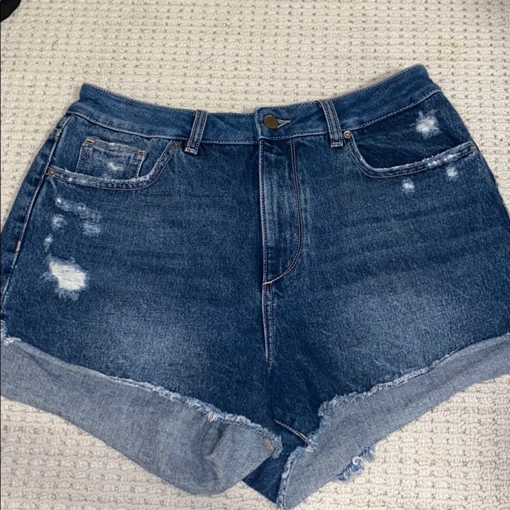High rise blue jean shorts